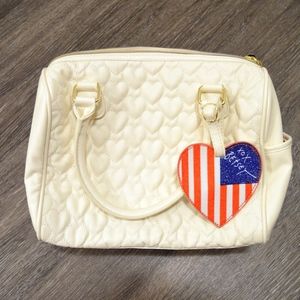Betsey Johnson White Heart Patterned Purse